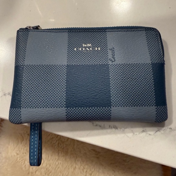 Coach Blue Buffalo Check Satchel + Matching Wristlet Set - Picture 5 of 6